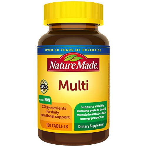 Nature Made Multivitamin Tablets with Iron, Dietary Supplement for Daily Nutritional Support, 130 Tablets, 130 Day Supply