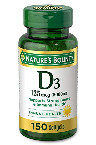 Nature's Bounty Vitamin D3, immune and bone support, 5000IU, Softgels, 150 Ct