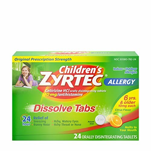 Children's Zyrtec 24 HR Dissolving Allergy Tablets, Cetirizine, Citrus Flavor, 24 ct