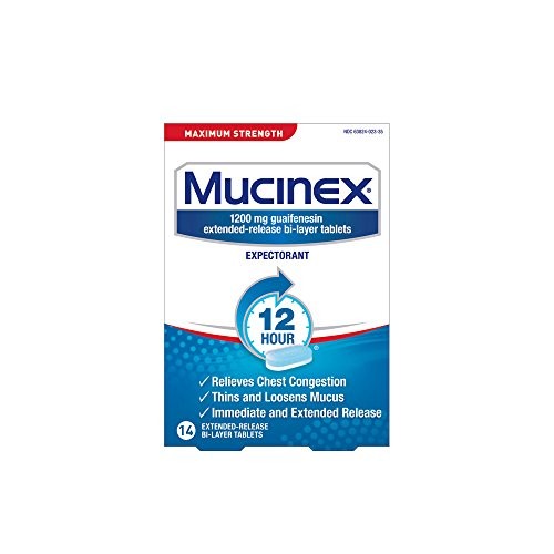 Mucinex Maximum Strength 12-Hour Chest Congestion Expectorant Tablets, 14 Count