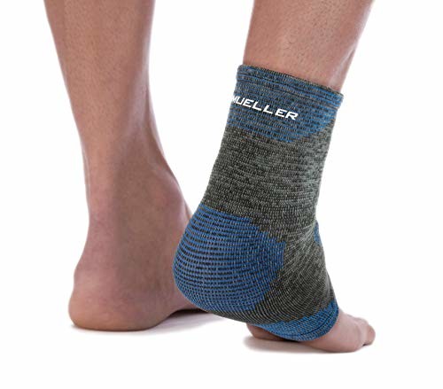 Mueller 4-Way Stretch Black & Blue Premium Knit Ankle Support with Thermo Reactive Technology