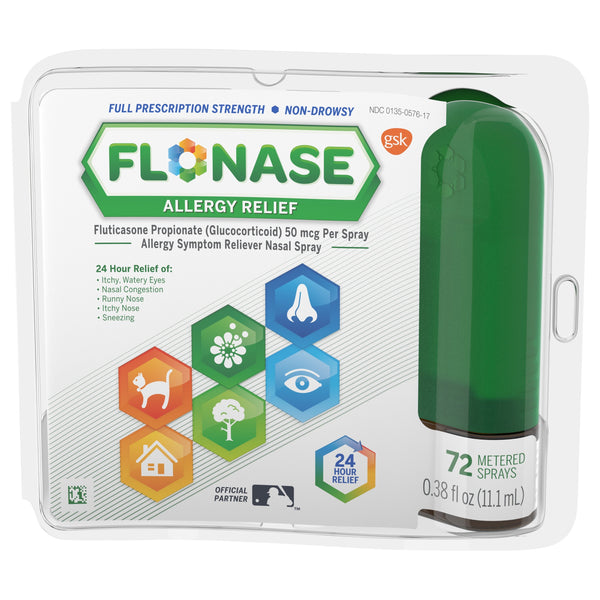 Flonase Allergy Relief Spray, 24 Hour Non Drowsy Allergy Medicine, Metered Nasal Spray - 72 Sprays