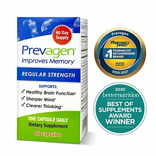 Prevagen Improves Memory Regular Strength 10mg, 60 Capsules with Apoaequorin & Vitamin D | Brain Supplement for Better Brain Health, Supports Healthy Brain Function & Clarity
