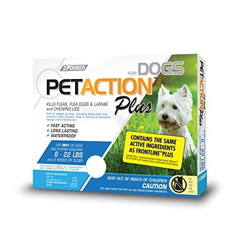 Pet Action Plus Flea & Tick Treatment for Small Dogs, 6-22 lbs, 3 Month Supply