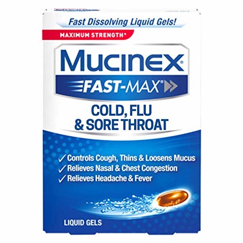Mucinex Fast-Max Max Strength, Cold, Flu, & Sore Throat Liquid Gels, 16ct