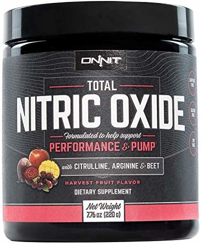 ONNIT Total Nitric Oxide - Caffeine Free Pre Workout Powder w/Beet Root, L Arginine & L Citrulline Malate | Boost Energy & Recovery | Harvest Fruit Flavor - 20 Servings