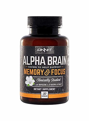 Onnit Alpha Brain (30ct) Nootropic Brain Booster Supplement For Memory, Focus, and Mental Clarity with Bacopa, AC11, Huperzine A, L-Tyrosine, and Vitamin B6