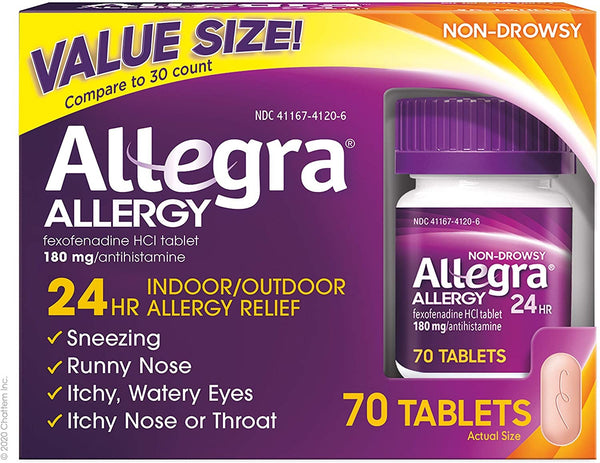 Allegra Adult 24 Hour Allergy 90 Tablets, 180 mg