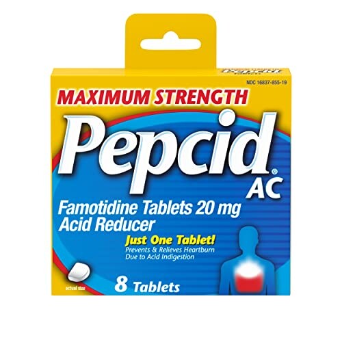 Pepcid AC Maximum Strength, 20 mg Famotidine for Heartburn Prevention & Relief, 8 ct